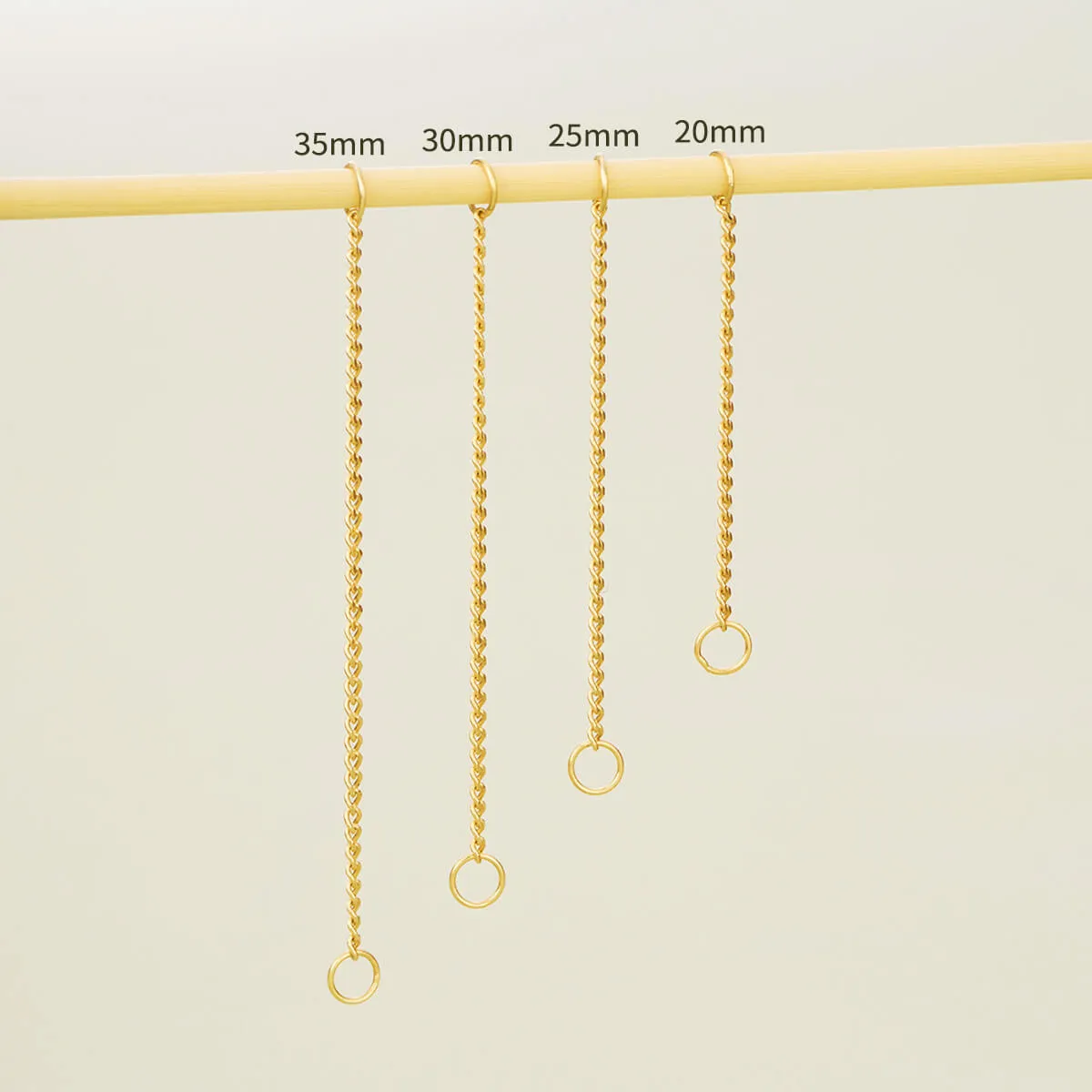 14K Solid Gold Single Chain Cartilage Earring