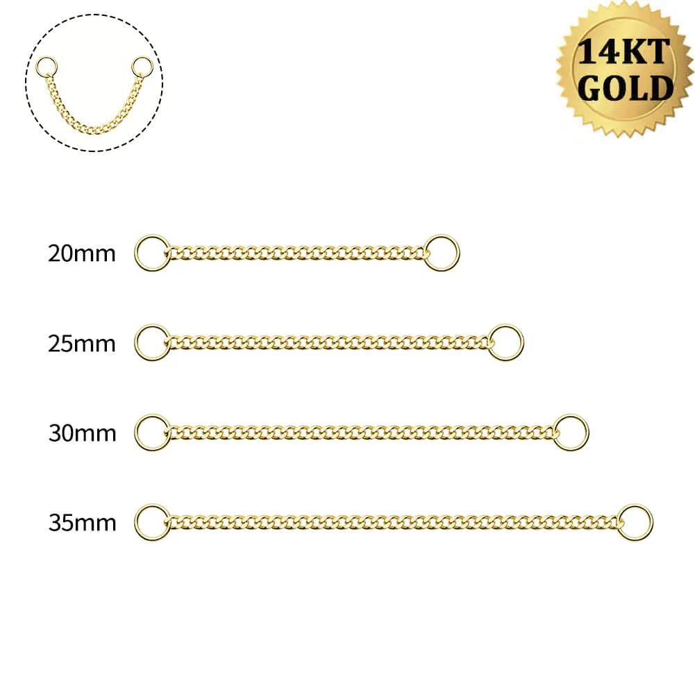 14K Solid Gold Single Chain Cartilage Earring