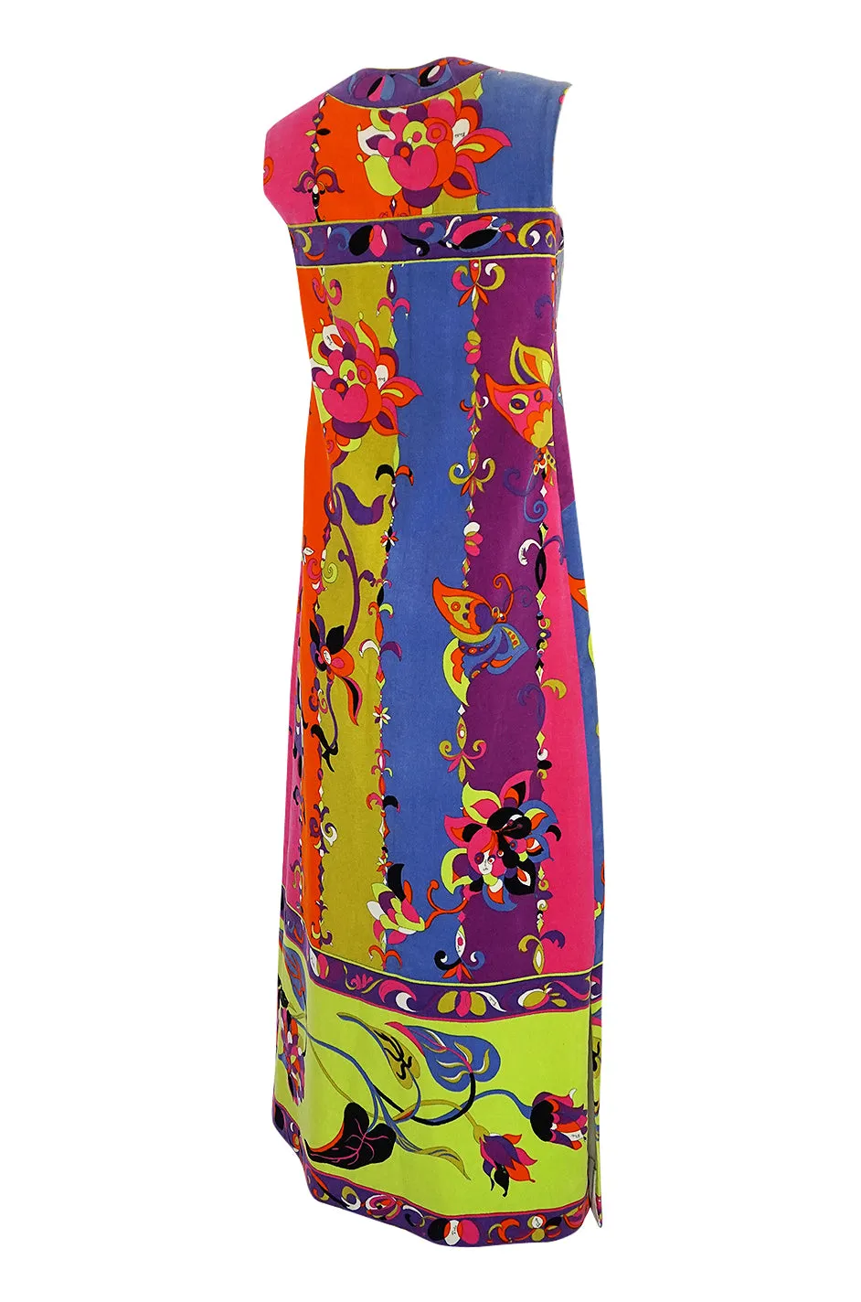 1960s Emilio Pucci Vivid Printed Velvet Front Zipper Dress