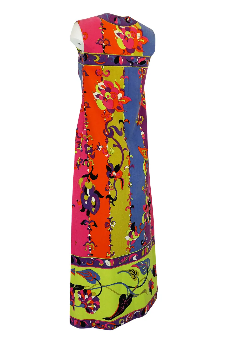 1960s Emilio Pucci Vivid Printed Velvet Front Zipper Dress