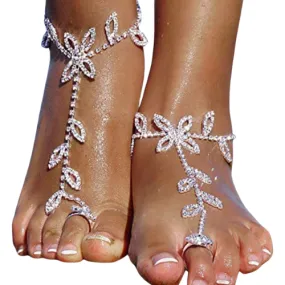 Beach Wedding Ankle Bracelet Jewelry Rhinestone Toe Ring