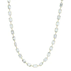 Bezel Set Emerald Cut Aquamarine Necklace