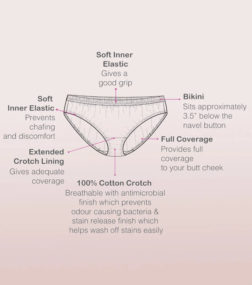 Bikini Panty | Full Coverage & Low Waist | Antimicrobial & Stain Release Finish | Pack of 3 | Colors May vary