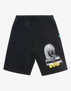 Black Disrupted Font Sweat Shorts