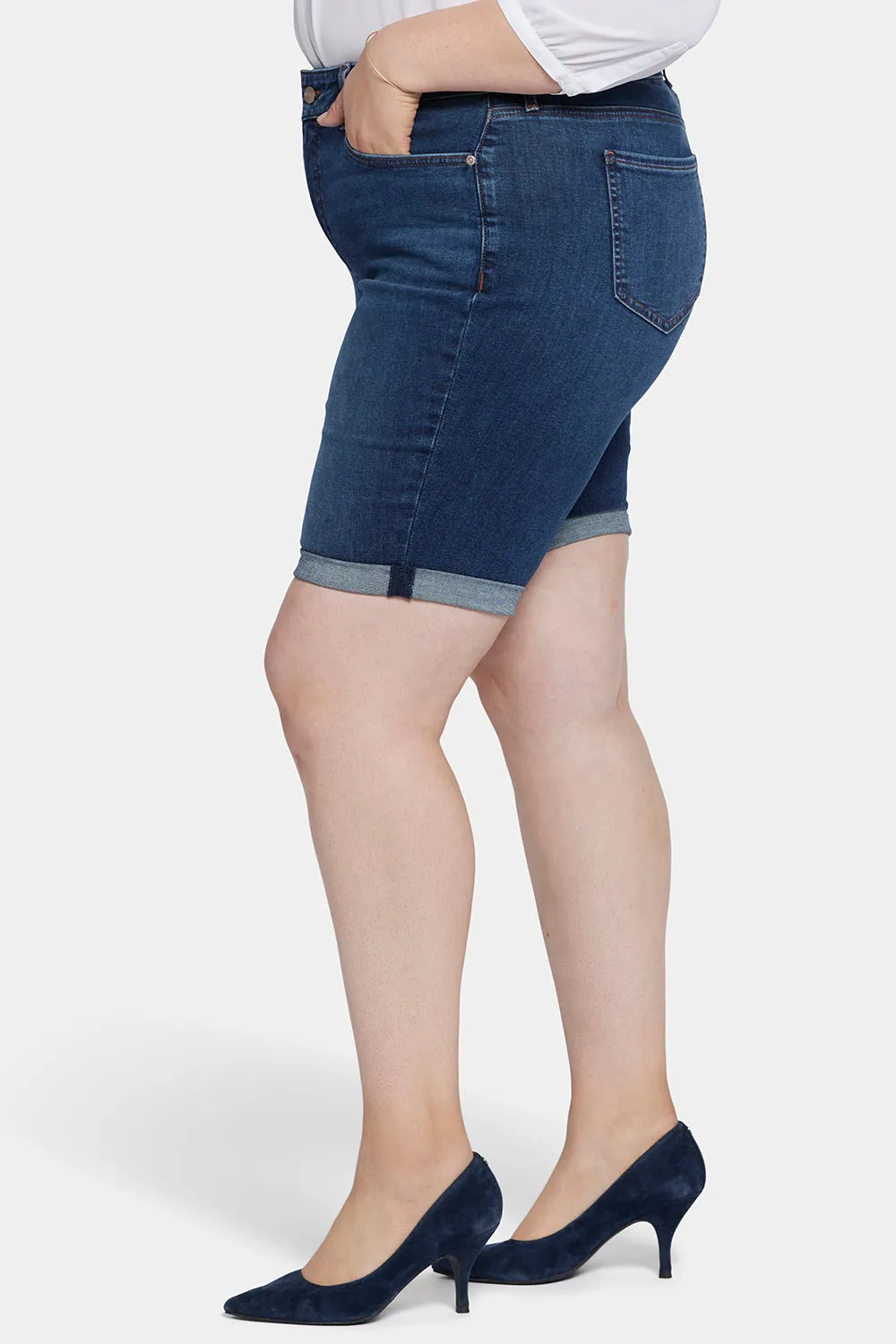 Briella 11 Inch Denim Shorts In Plus Size - Gold Coast