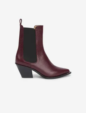 burgundy lizard skin elasticated boots