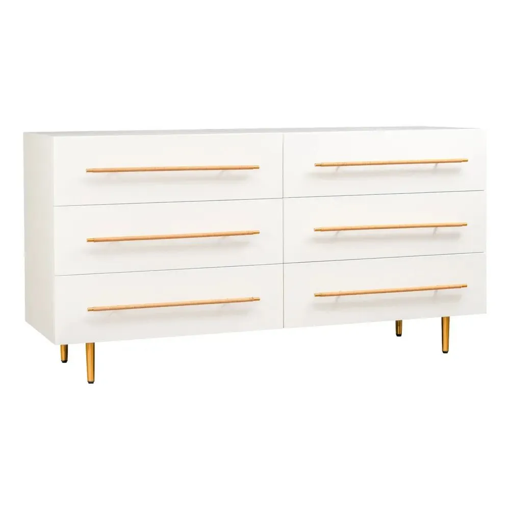 Caroline 6-Drawer Oak Chest - White