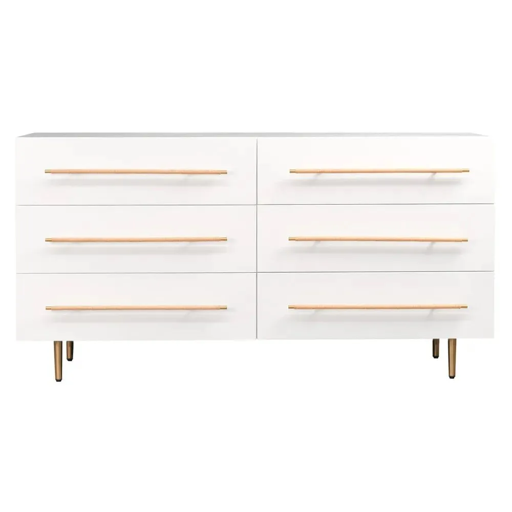 Caroline 6-Drawer Oak Chest - White