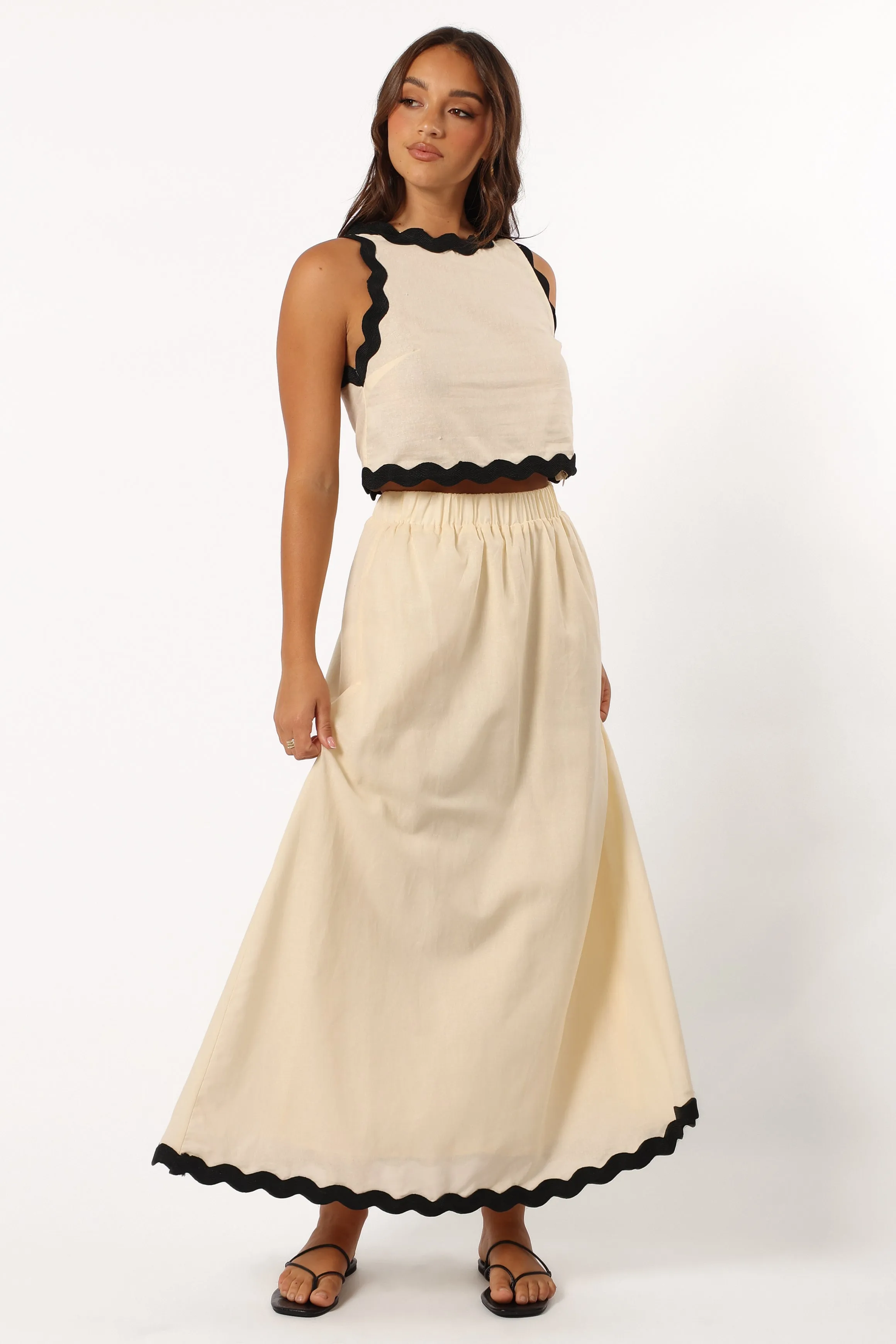 Chrissy Two Piece Set - Cream Black