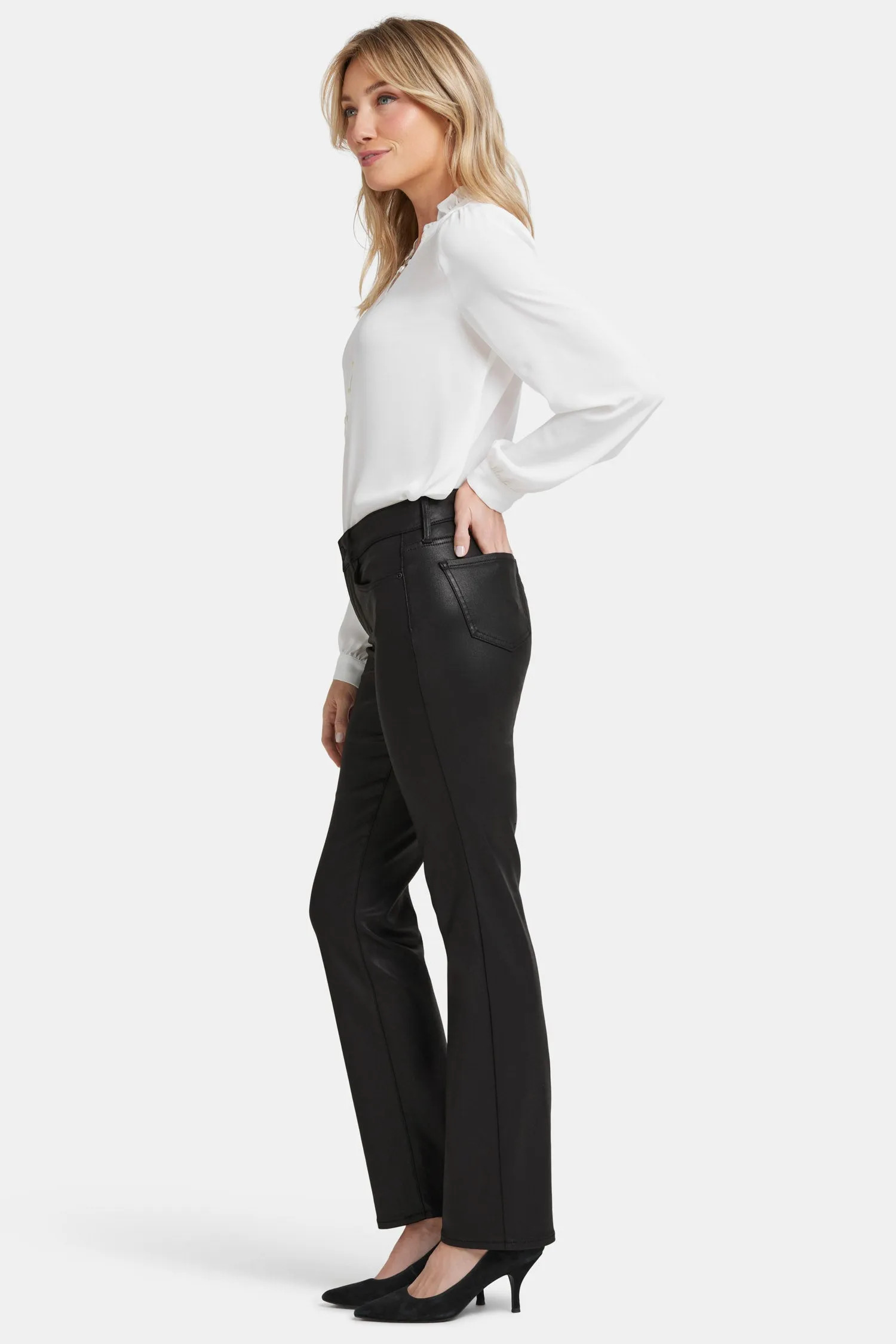 Coated Marilyn Straight Jeans - Black Coated