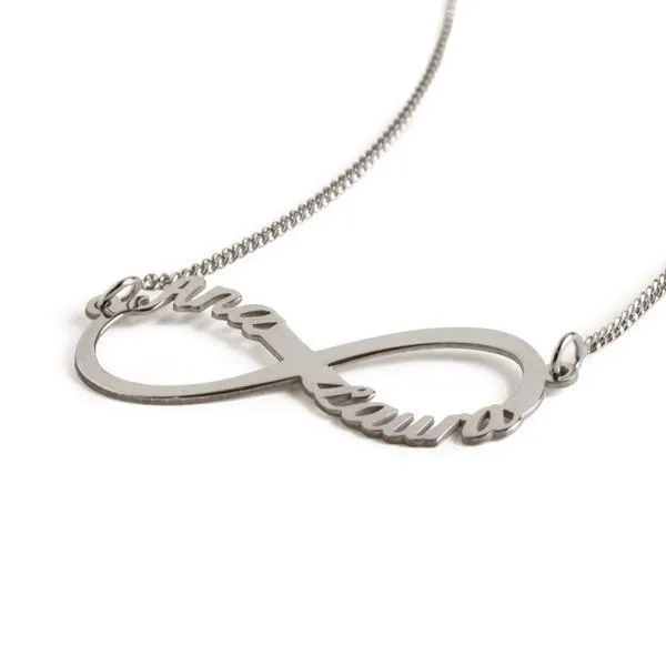 Custom Infinity 2 Names Silver Necklace