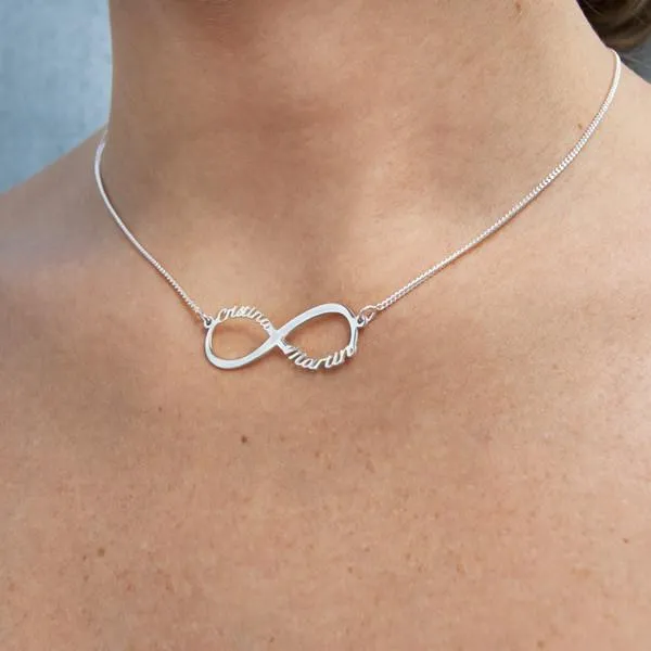 Custom Infinity 2 Names Silver Necklace