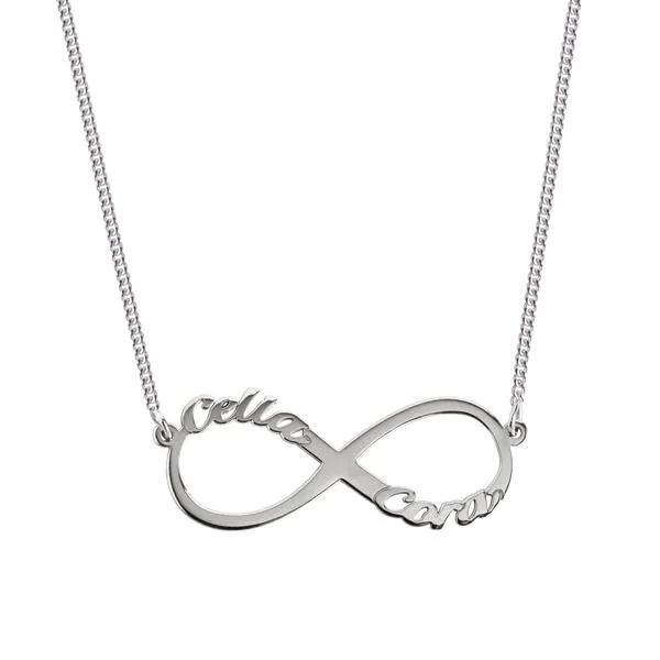 Custom Infinity 2 Names Silver Necklace