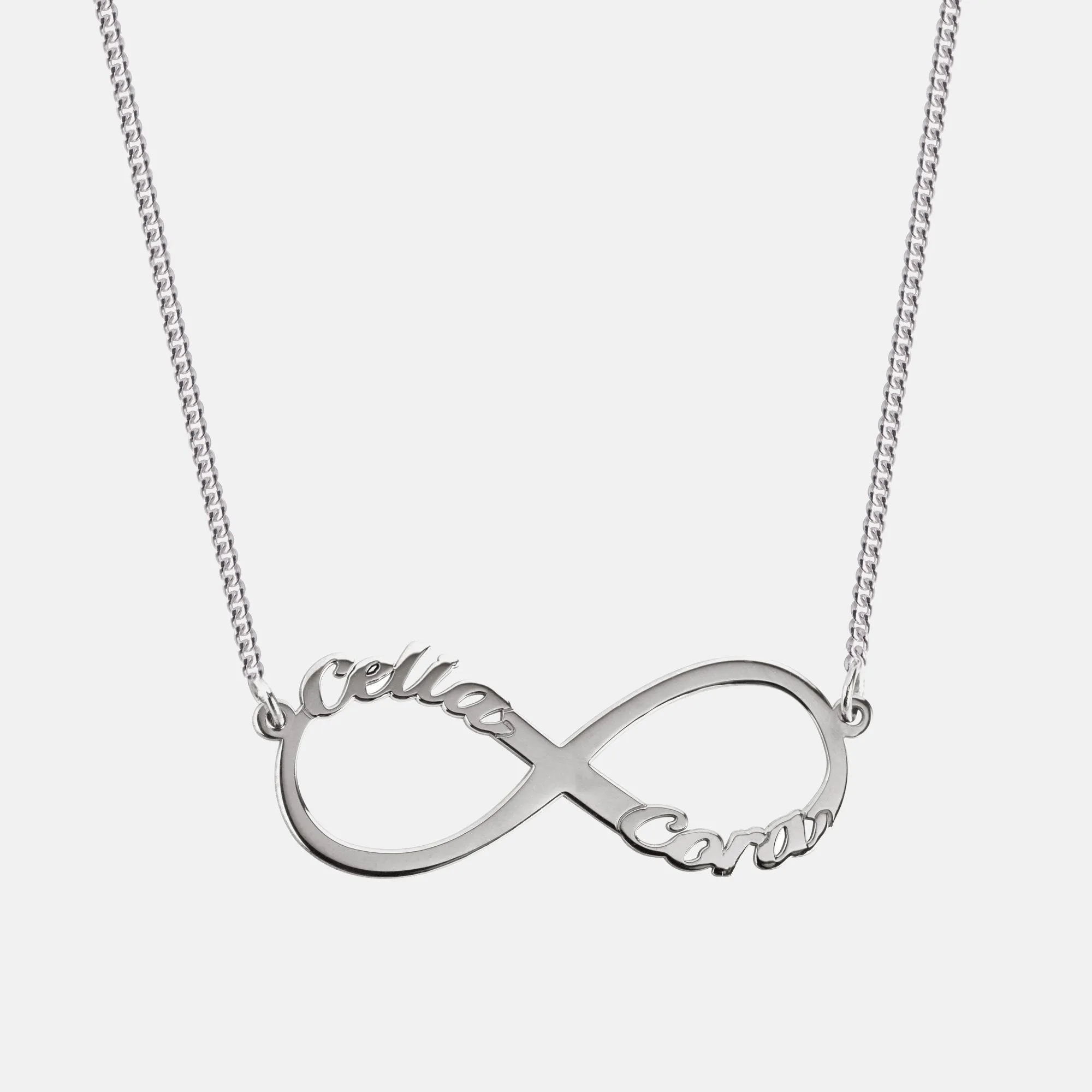 Custom Infinity 2 Names Silver Necklace