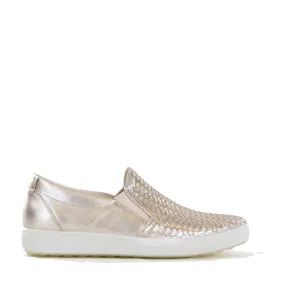 Ecco Women's Soft 7 Woven II Slip On in Pure White Gold