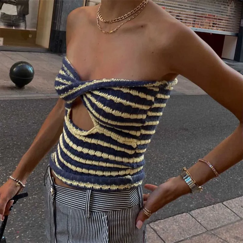 Emily in Paris Outfit Strapless Knitted Tube Tops