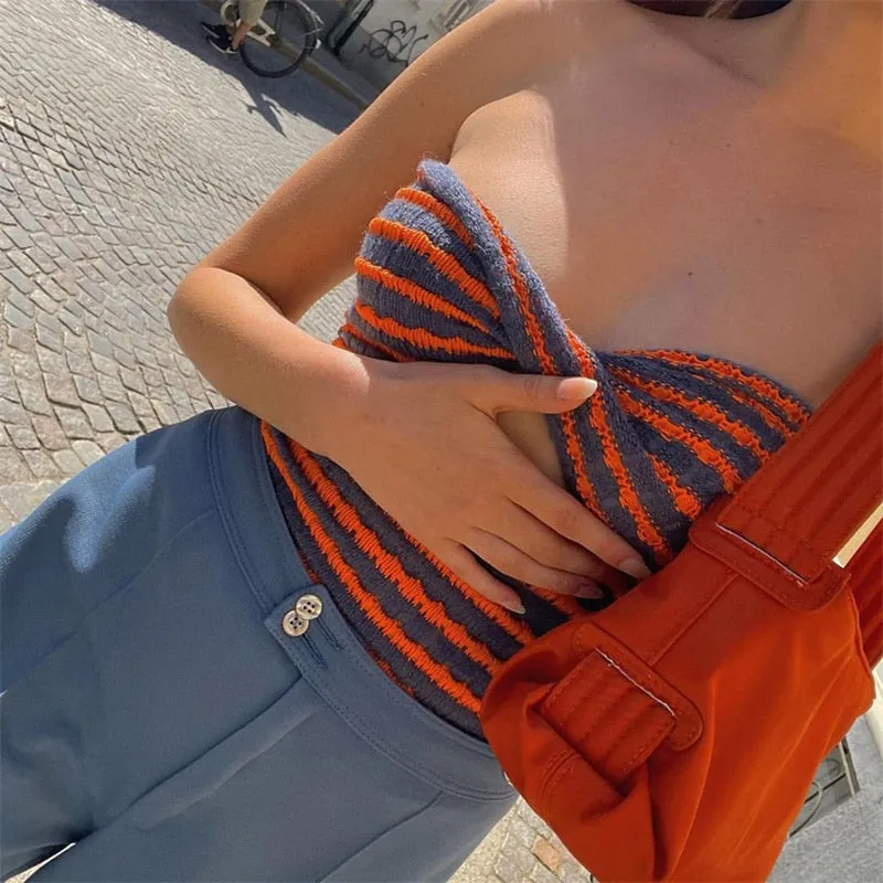 Emily in Paris Outfit Strapless Knitted Tube Tops