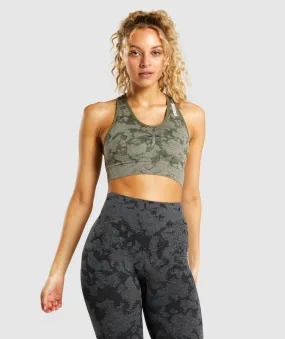 Gymshark Adapt Camo Seamless Racer Back Sports Bra - Green