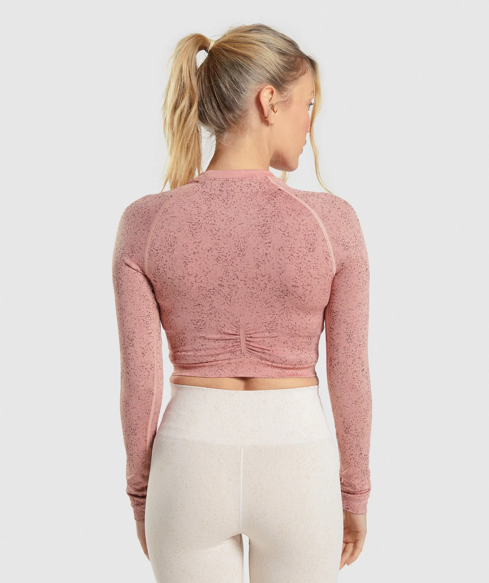 Gymshark Adapt Fleck Seamless Long Sleeve Crop Top - Mineral |  Paige Pink