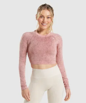 Gymshark Adapt Fleck Seamless Long Sleeve Crop Top - Mineral |  Paige Pink