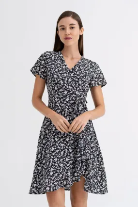 Holly Knot Side Wrap Dress in Black