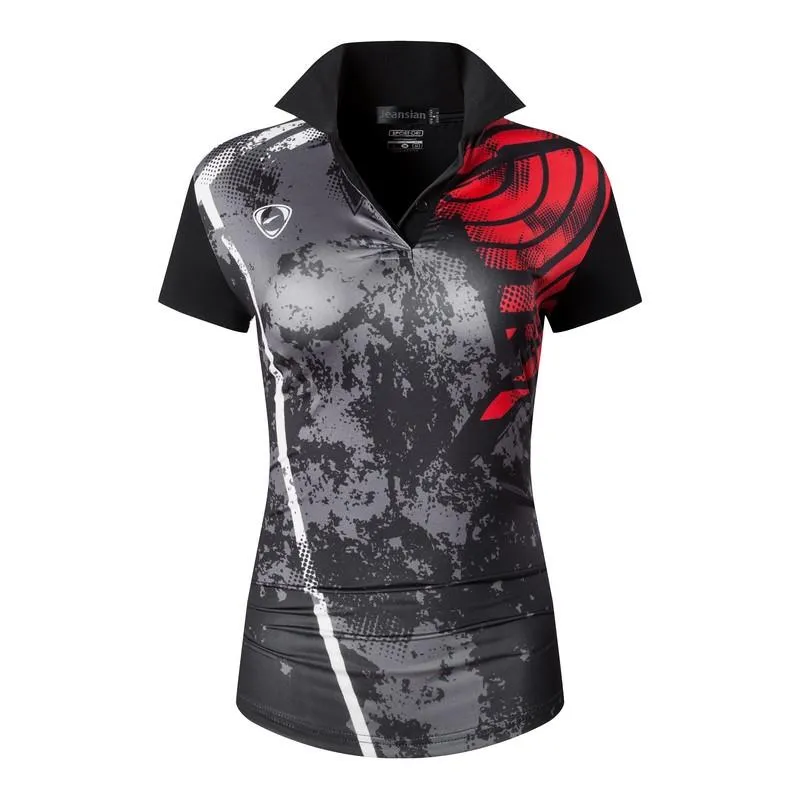 jeansian Style Women Casual Short Sleeve T-Shirt Floral Print Polo Golf Polos Tennis Badminton Black