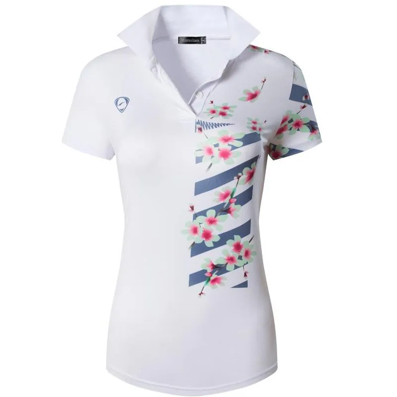 jeansian Style Women Casual Short Sleeve T-Shirt Floral Print Polo Golf Polos Tennis Badminton Black