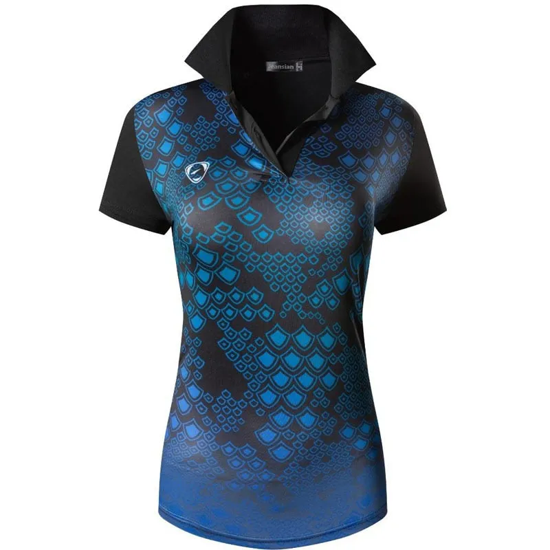 jeansian Style Women Casual Short Sleeve T-Shirt Floral Print Polo Golf Polos Tennis Badminton Black