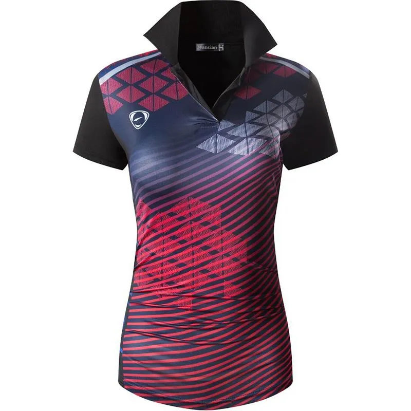 jeansian Style Women Casual Short Sleeve T-Shirt Floral Print Polo Golf Polos Tennis Badminton Black