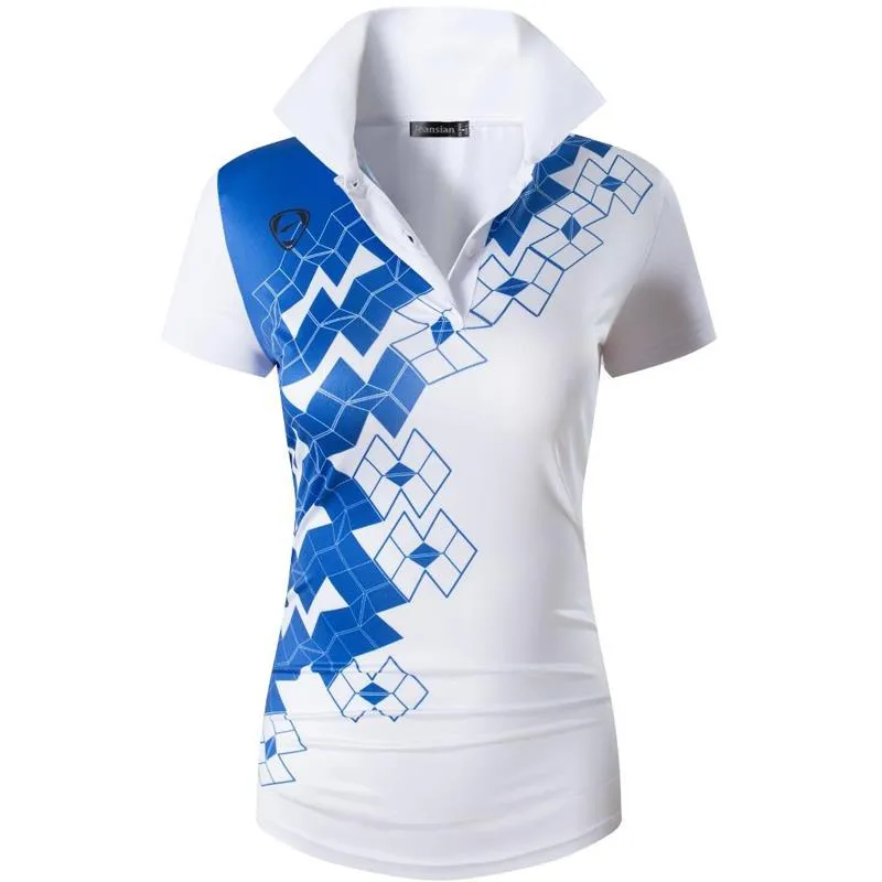 jeansian Style Women Casual Short Sleeve T-Shirt Floral Print Polo Golf Polos Tennis Badminton Black