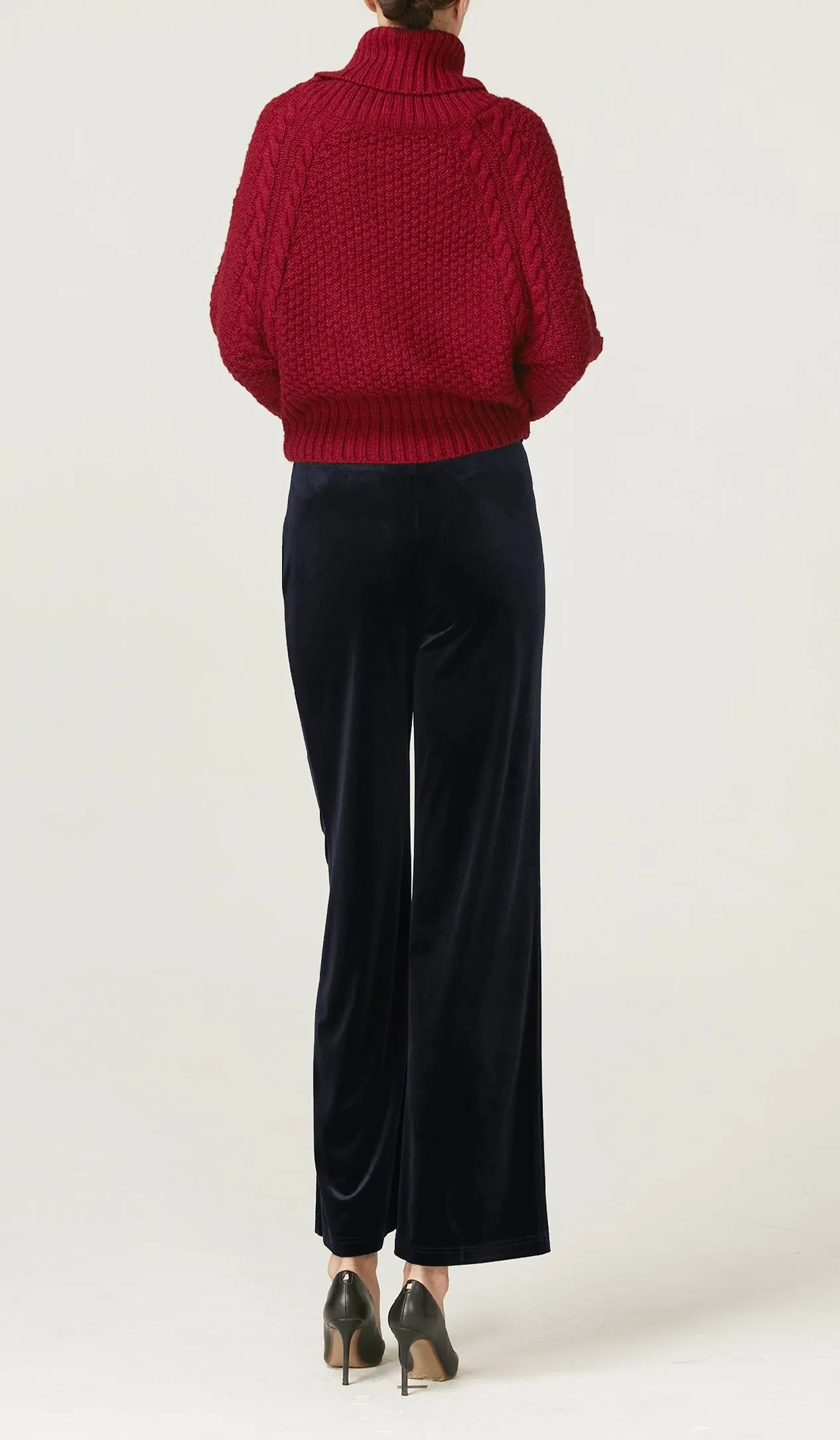 Lidia Wide Legged Stretchy Velvet Pants