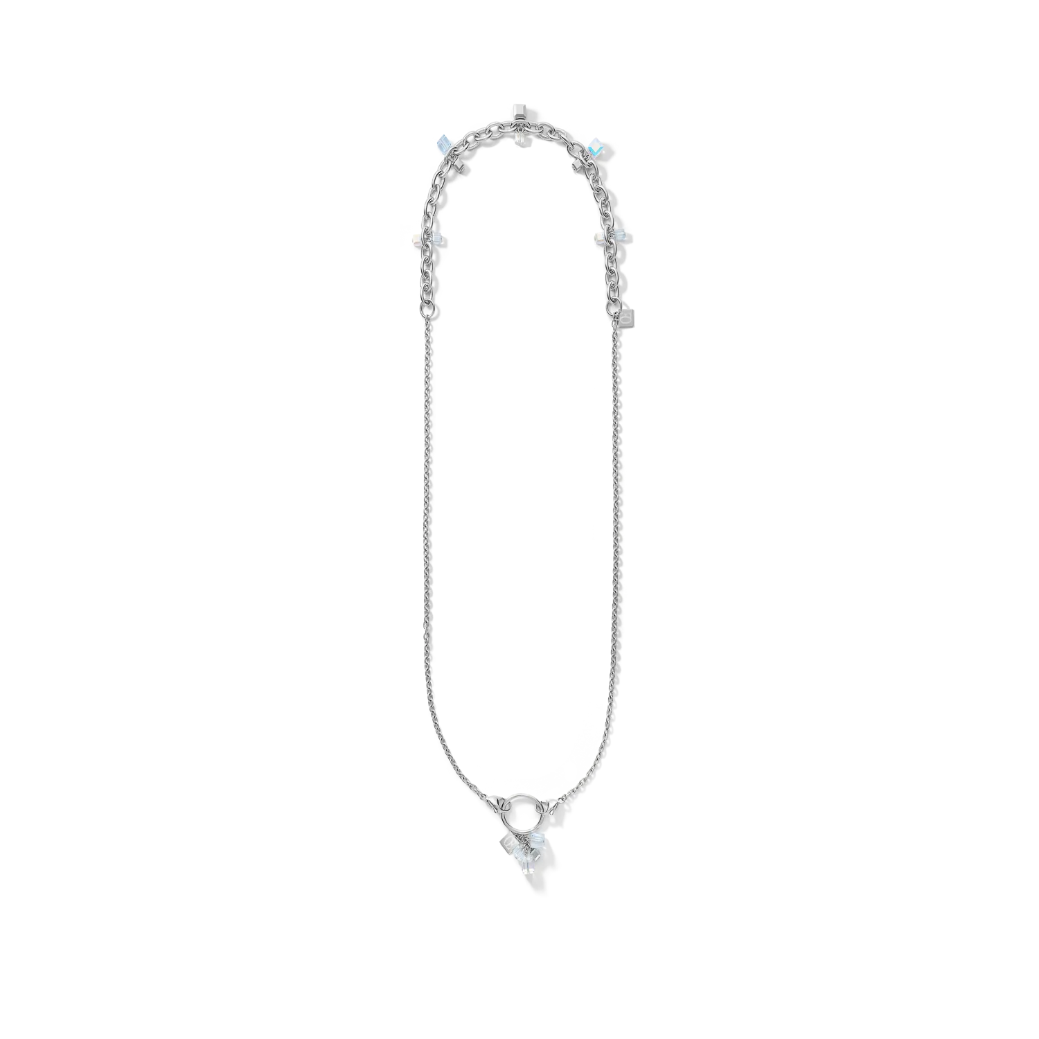 Necklace casual & chunky chain stainless steel & Crystals silver-crystal