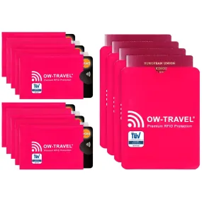 Pink RFID blocking contactless credit card passport protector sleeves