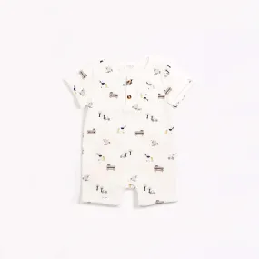 "Little Picnic" Print on Off-White Romper | Petit Lem