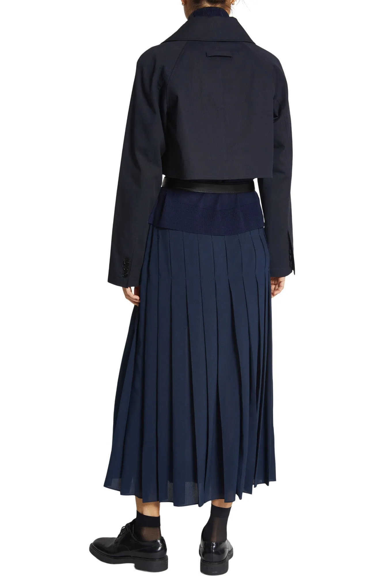 Saint Art Lakelyn Pleated Midi Skirt in Navy