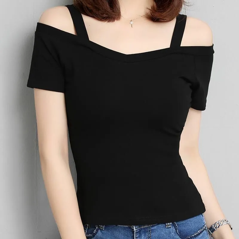 Sexy Shoulder Slim T shirt