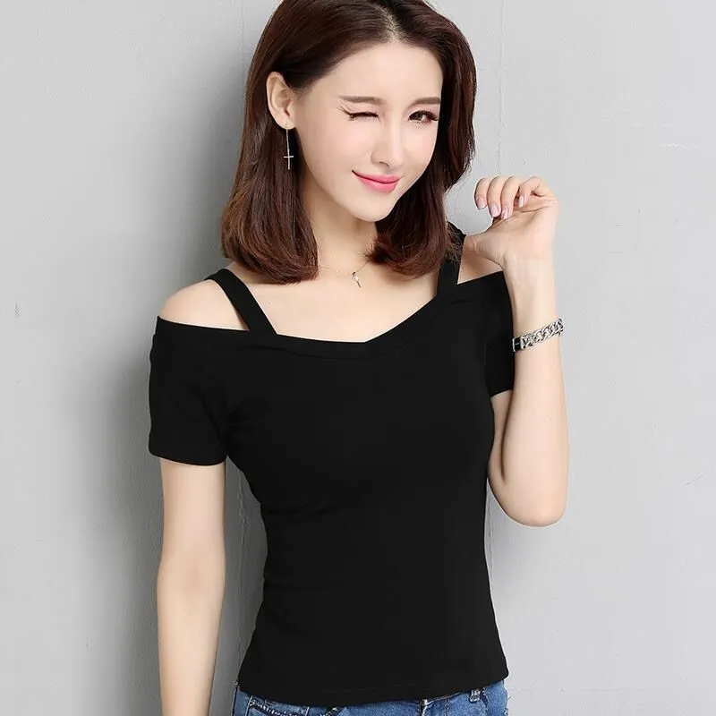 Sexy Shoulder Slim T shirt