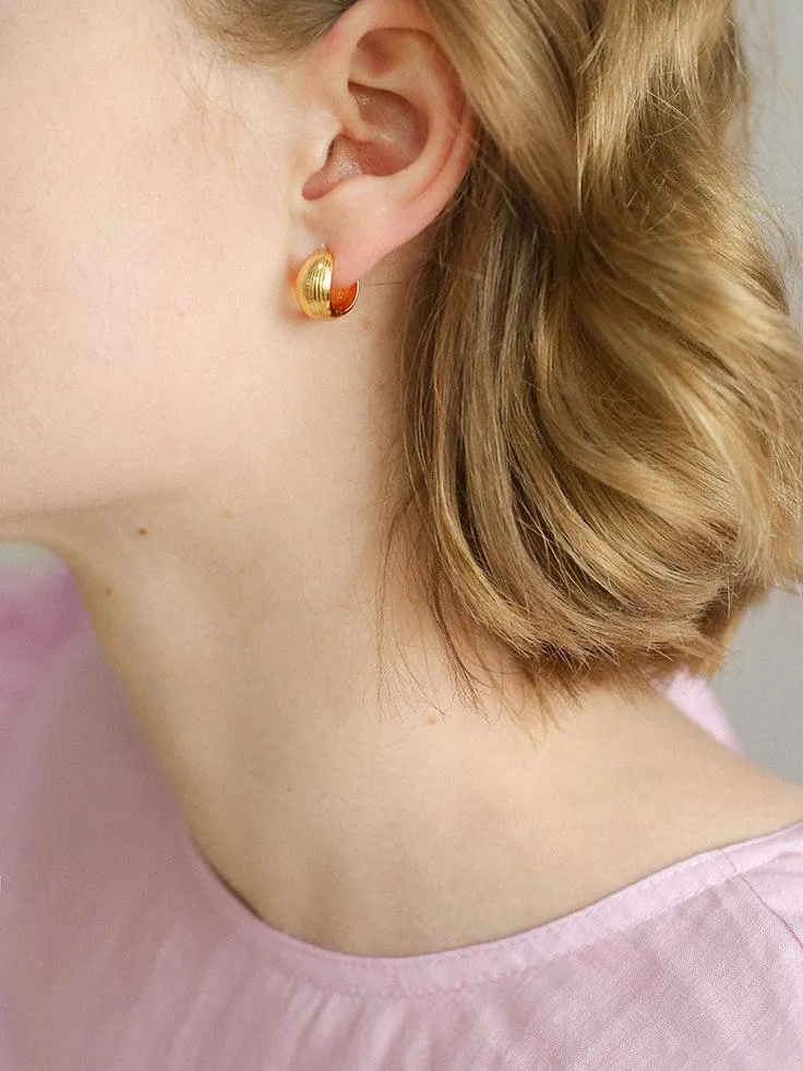 Shell Pattern Metallic Hoop Earrings