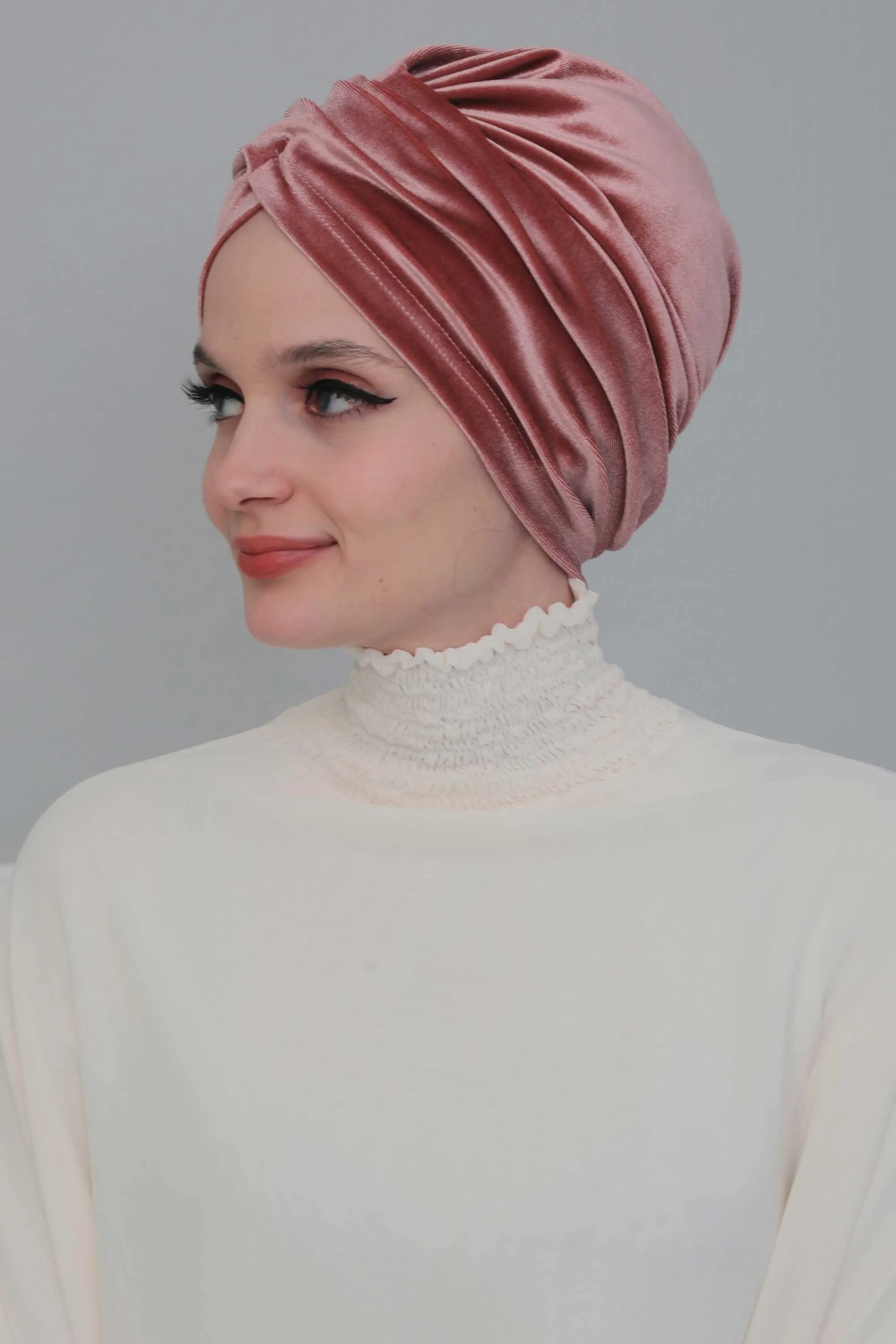 Super Soft Velvet Pre-Tied Turban, Comfortable Lightweight Winter Bonnet Cap for Women, Easy Wrap Women Head Covering, Chemo Cancer Cap,B-9K