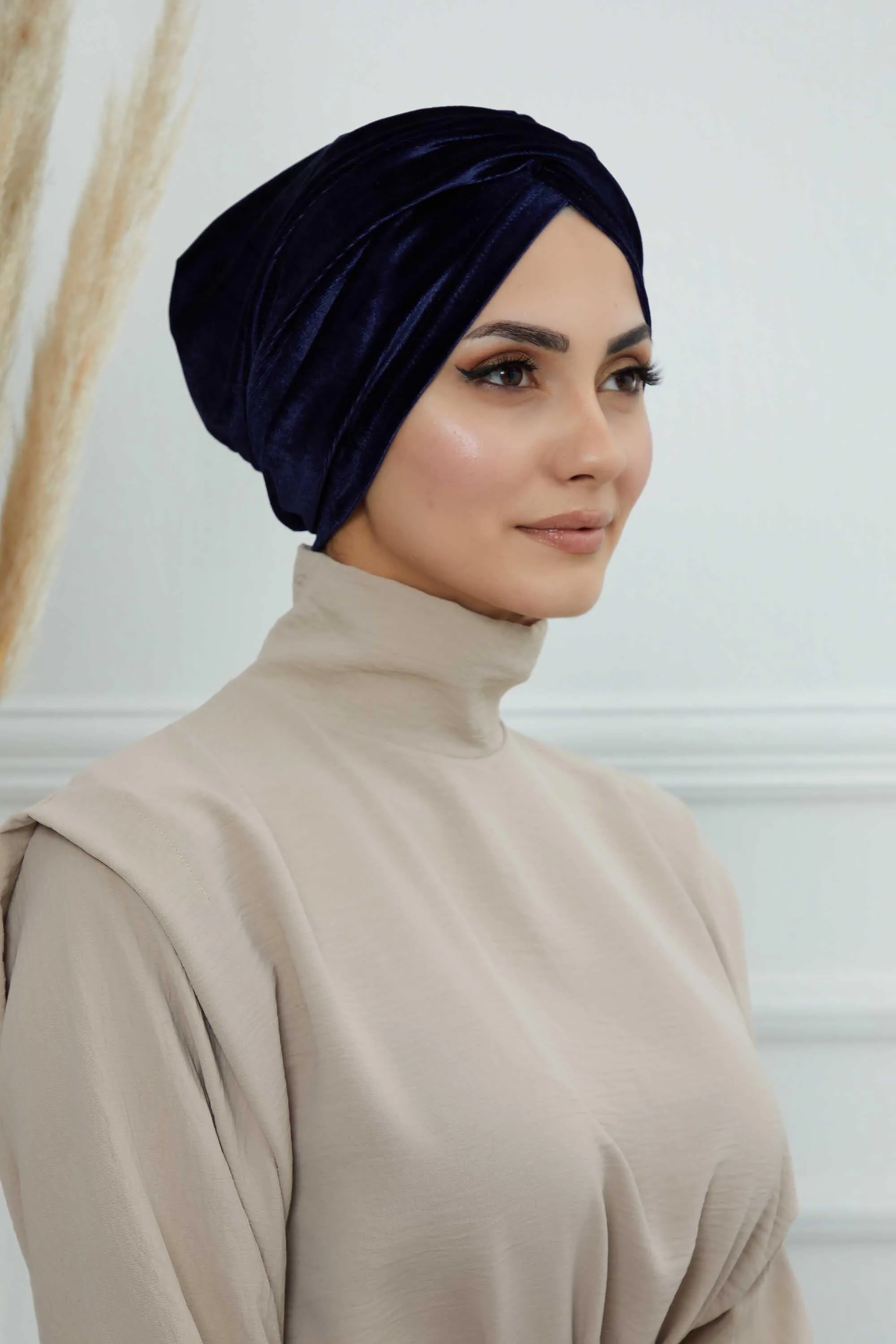 Super Soft Velvet Pre-Tied Turban, Comfortable Lightweight Winter Bonnet Cap for Women, Easy Wrap Women Head Covering, Chemo Cancer Cap,B-9K