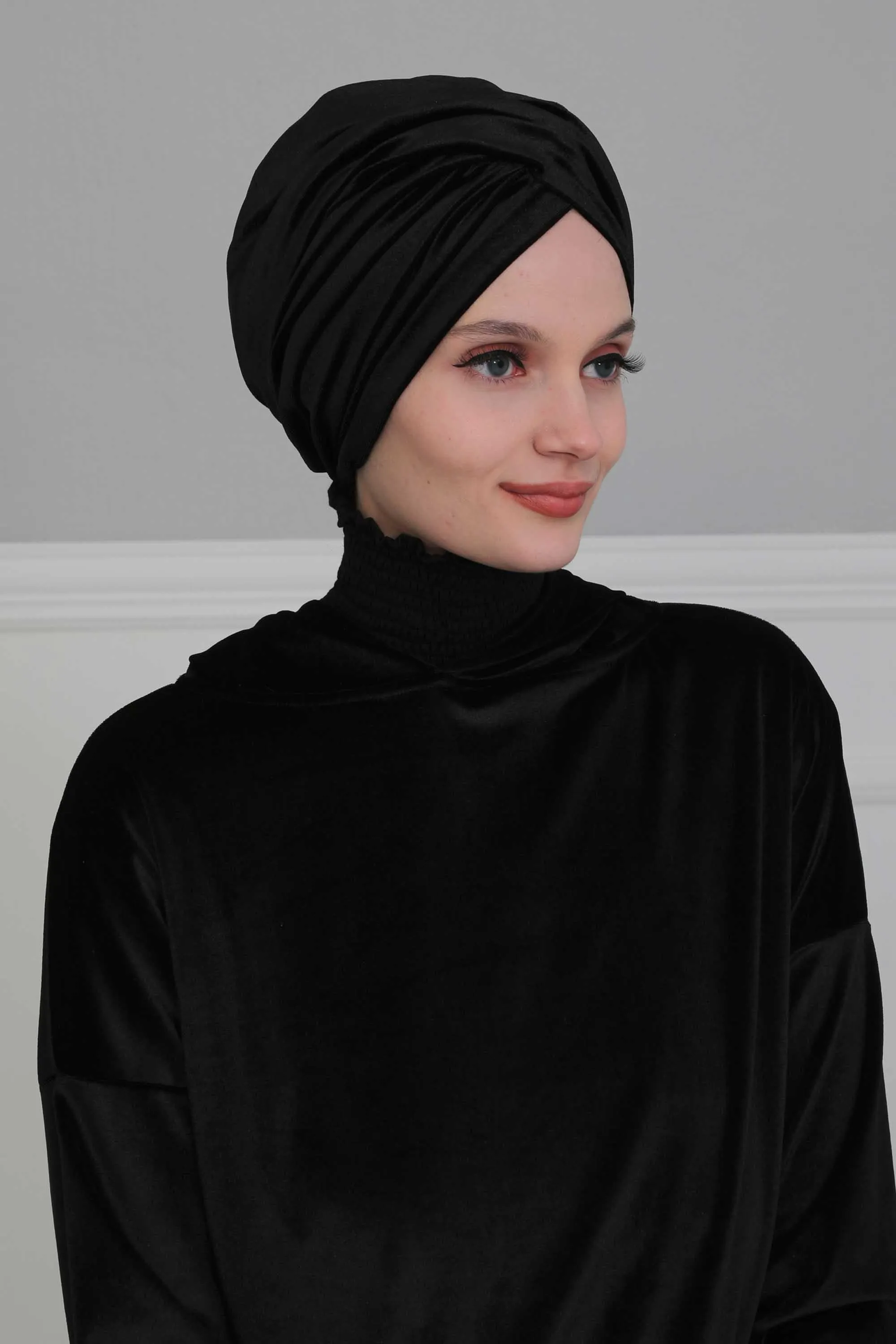 Super Soft Velvet Pre-Tied Turban, Comfortable Lightweight Winter Bonnet Cap for Women, Easy Wrap Women Head Covering, Chemo Cancer Cap,B-9K