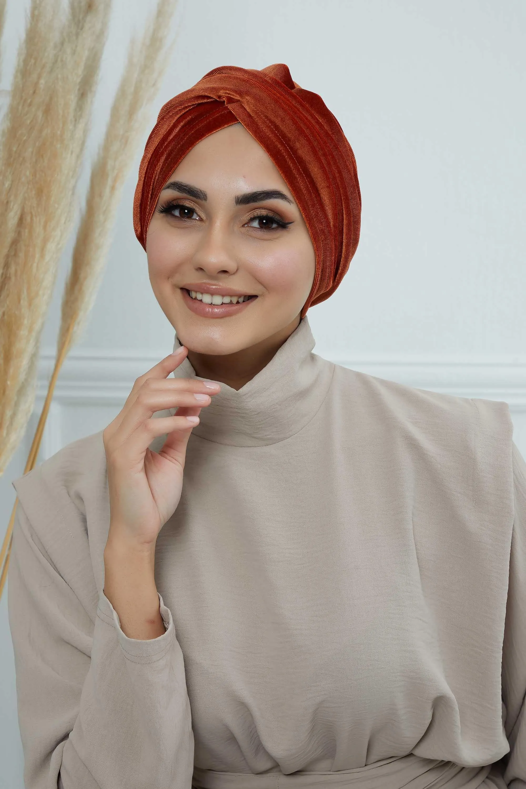 Super Soft Velvet Pre-Tied Turban, Comfortable Lightweight Winter Bonnet Cap for Women, Easy Wrap Women Head Covering, Chemo Cancer Cap,B-9K