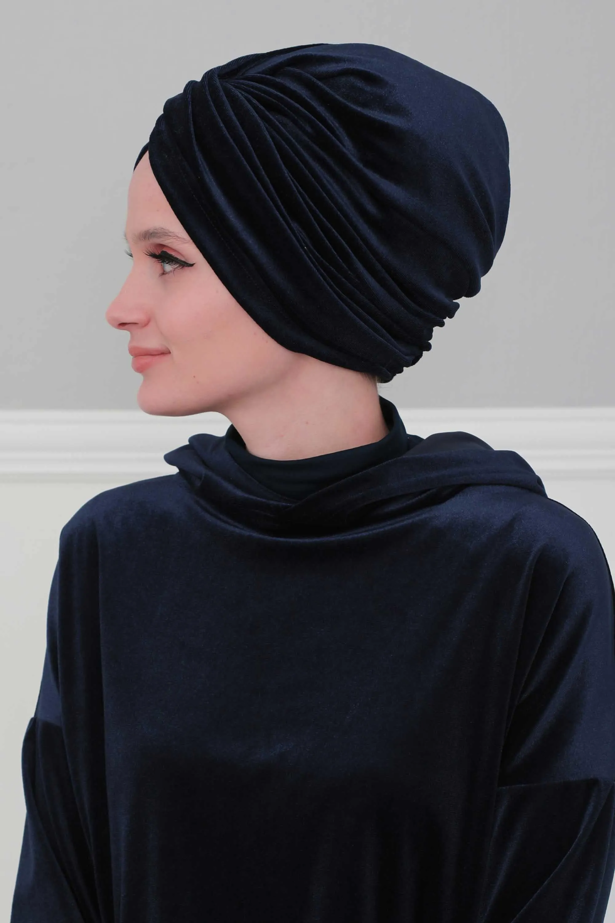 Super Soft Velvet Pre-Tied Turban, Comfortable Lightweight Winter Bonnet Cap for Women, Easy Wrap Women Head Covering, Chemo Cancer Cap,B-9K