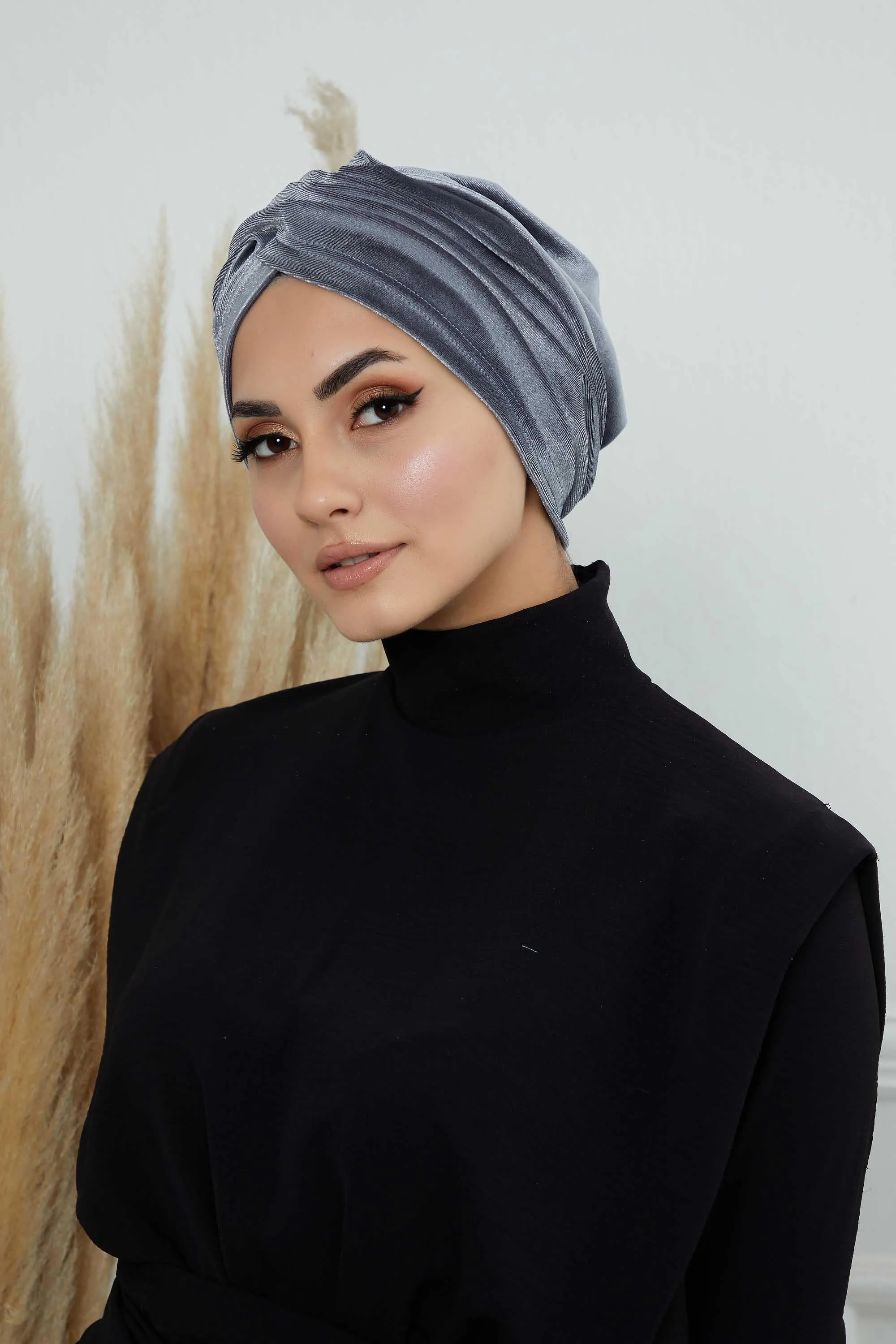 Super Soft Velvet Pre-Tied Turban, Comfortable Lightweight Winter Bonnet Cap for Women, Easy Wrap Women Head Covering, Chemo Cancer Cap,B-9K