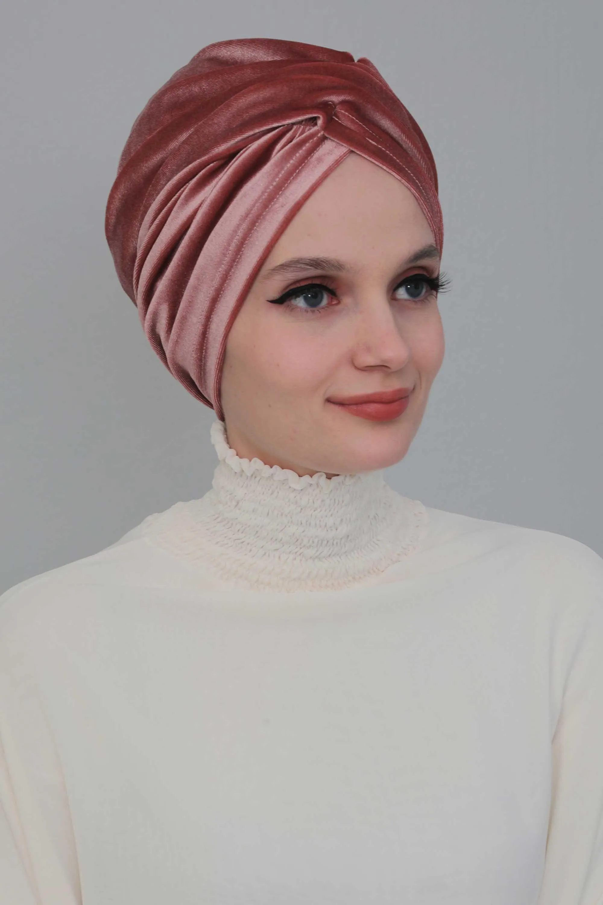 Super Soft Velvet Pre-Tied Turban, Comfortable Lightweight Winter Bonnet Cap for Women, Easy Wrap Women Head Covering, Chemo Cancer Cap,B-9K