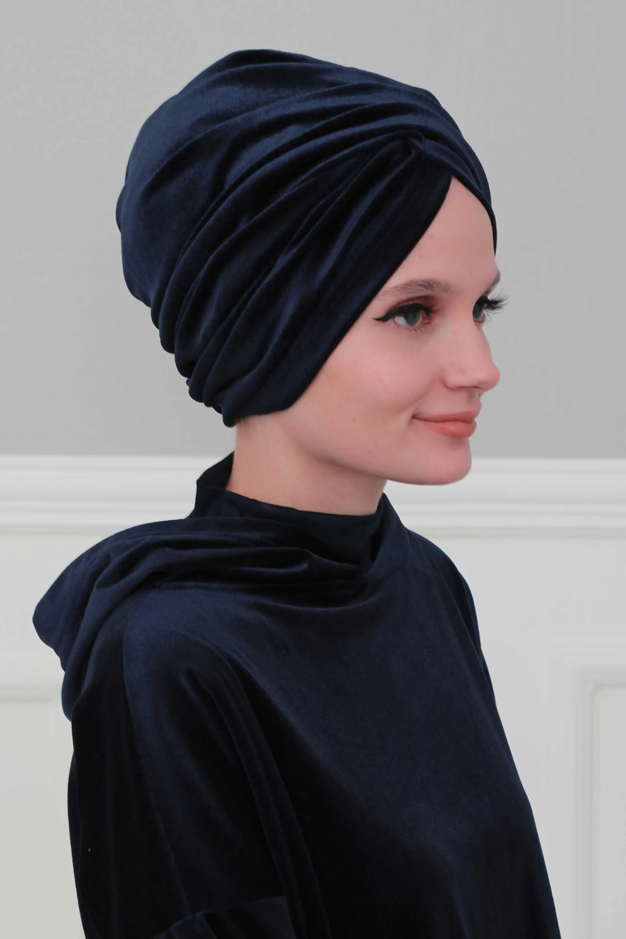 Super Soft Velvet Pre-Tied Turban, Comfortable Lightweight Winter Bonnet Cap for Women, Easy Wrap Women Head Covering, Chemo Cancer Cap,B-9K