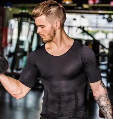 T-Shirt Compression Body Building Shirt for Men Summer Slim Under Shirt