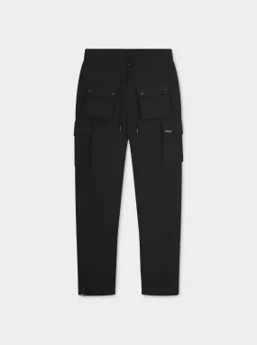 TECHNICAL STRETCH ZIP CARGO PANTS - BLACK