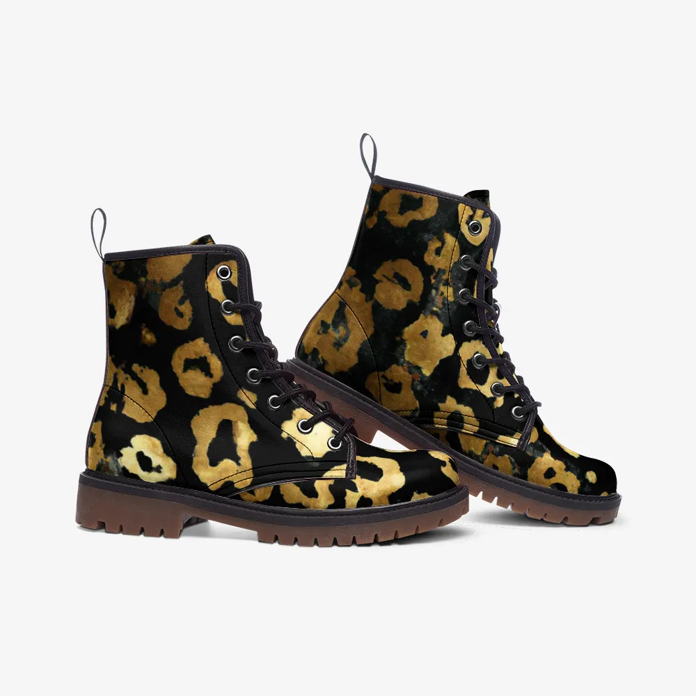 Vampire Art Grunge Golden Leopard Casual Leather Lightweight Boots - US sizes