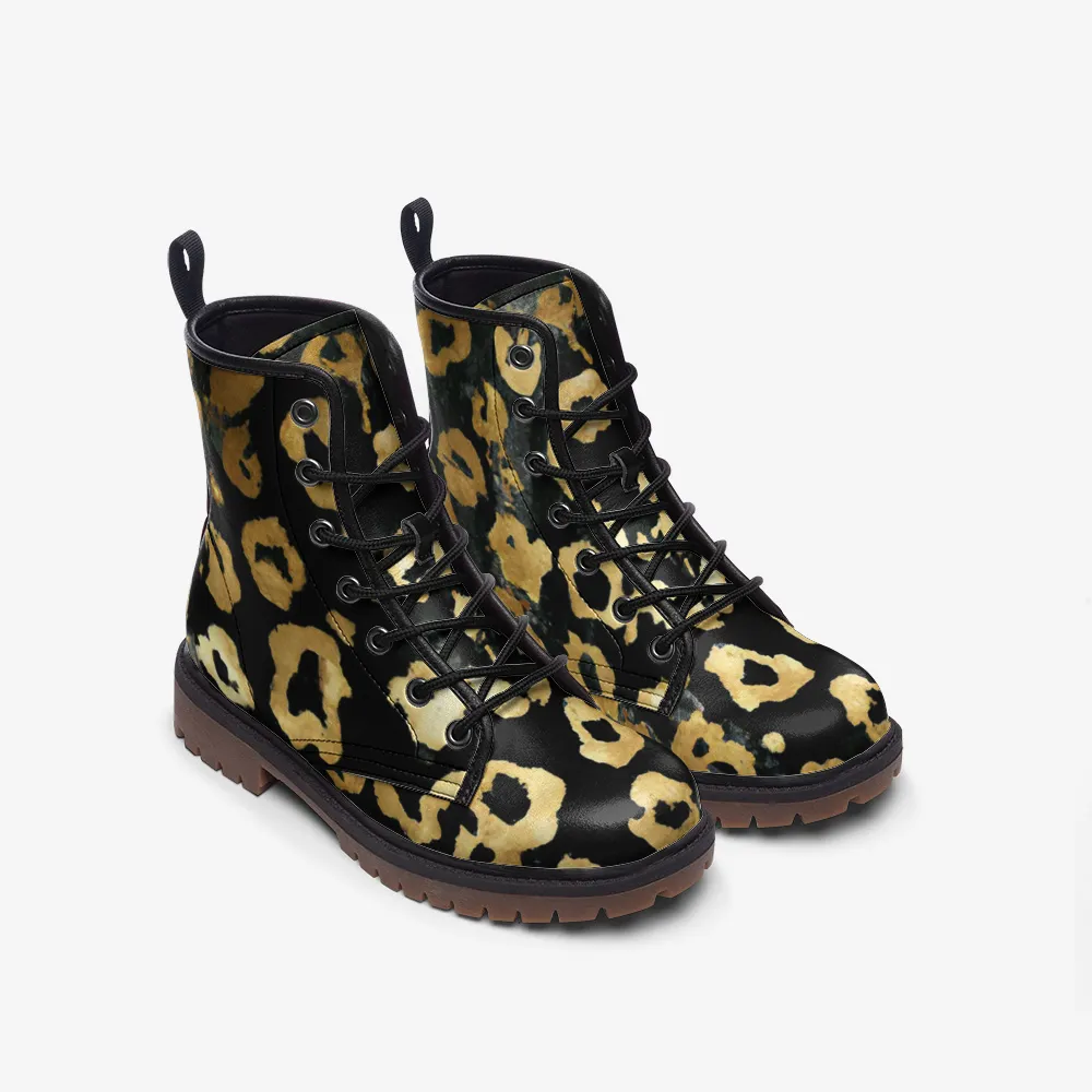 Vampire Art Grunge Golden Leopard Casual Leather Lightweight Boots - US sizes